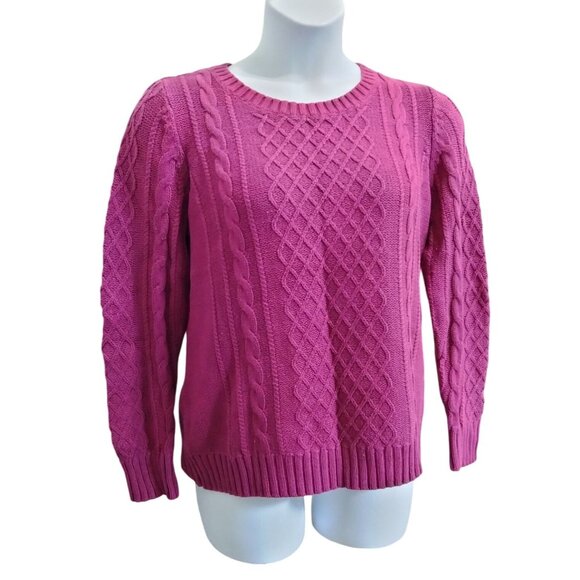 Old Navy Plus Size XL Sweater Womens Cable Knit Pullover Fuchsia Pink Crewneck - Picture 2 of 7